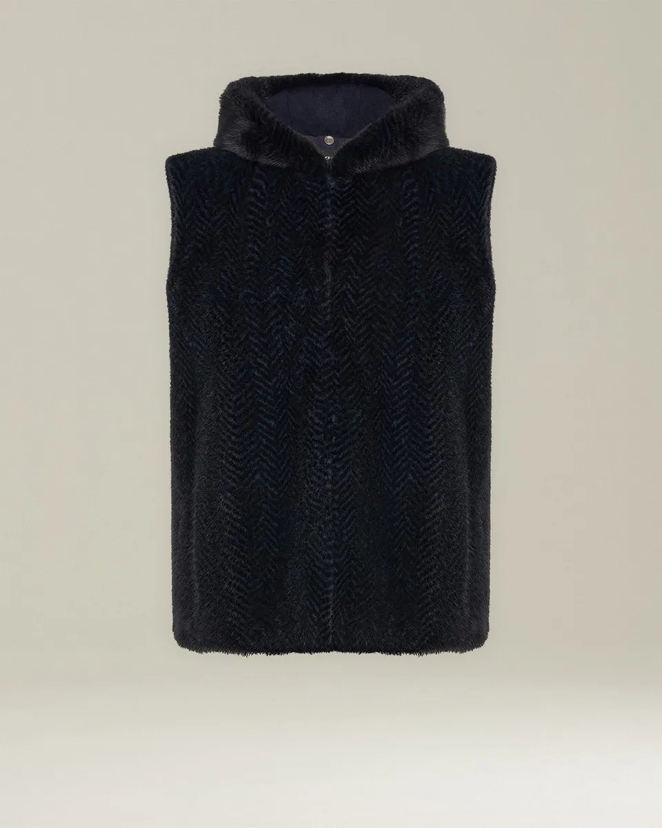 Kiton Gilet Sleeveless Mink Weste Nerz Nylon Wende