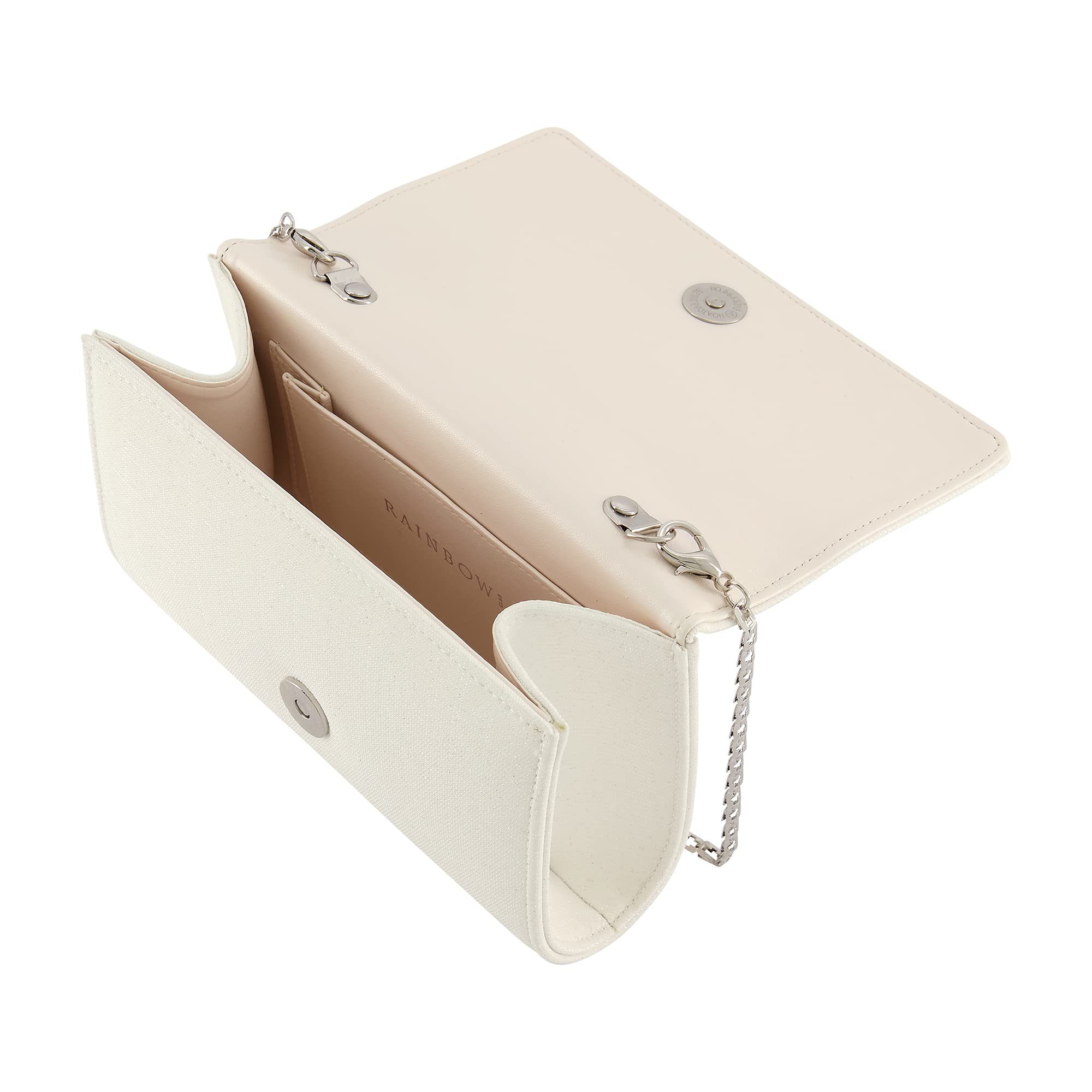 Rainbow Club Dafina Brauttasche Off-White Metallic mit Kette