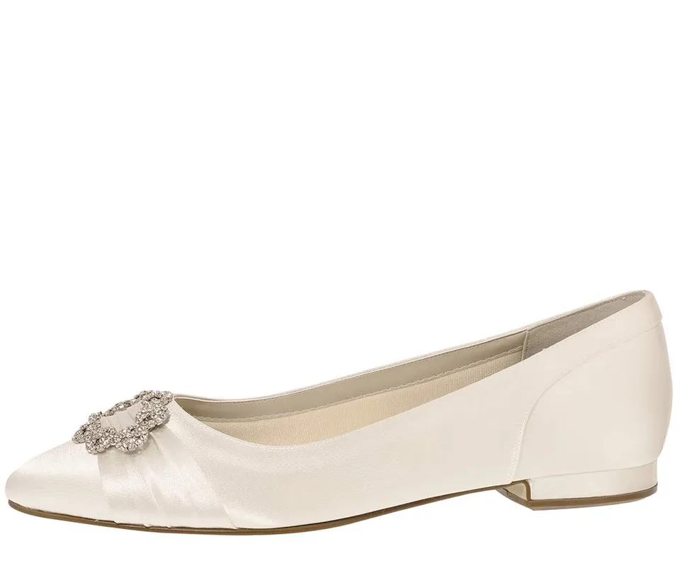 Rainbow Club Essentials Dulcie Ballerina Ivory Satin flach