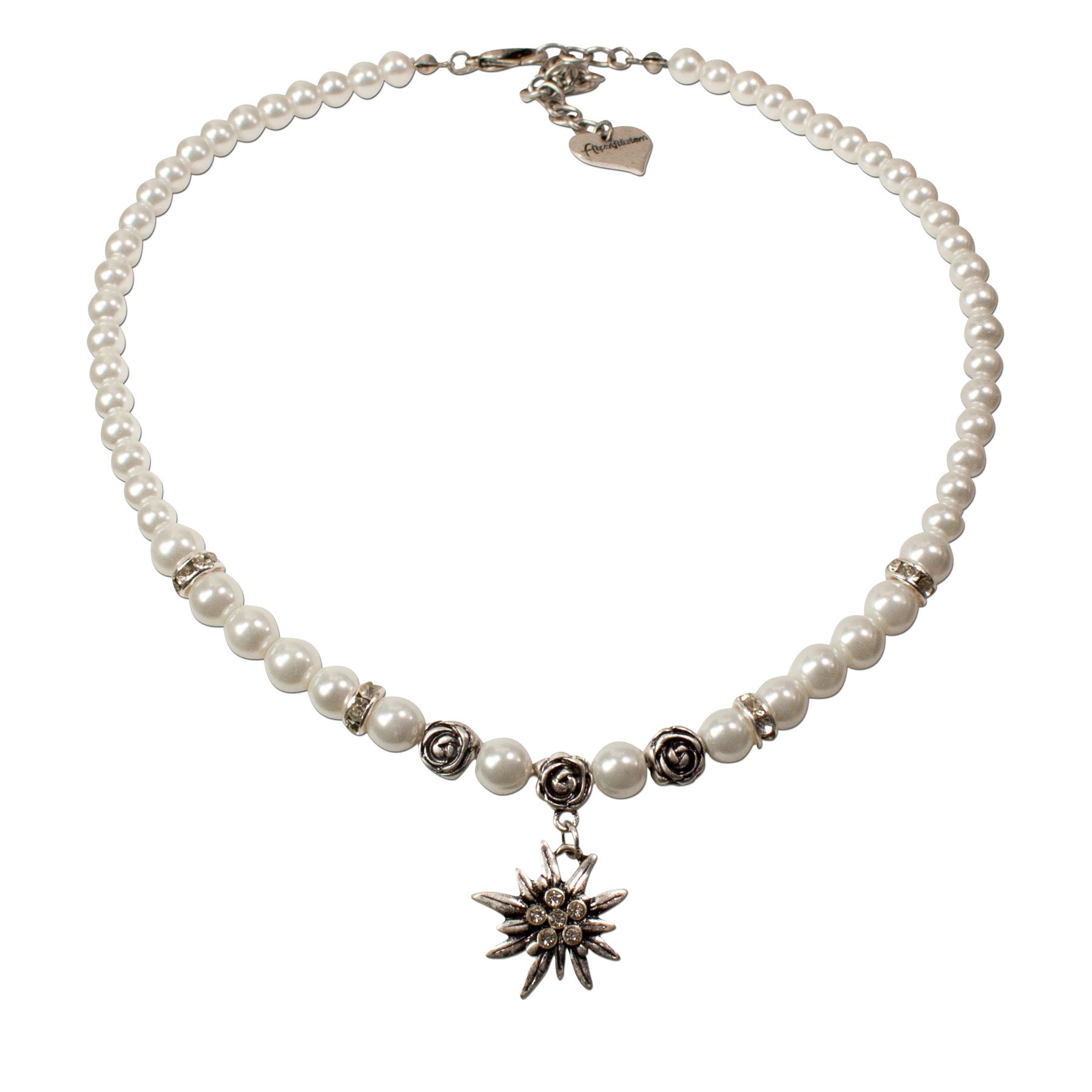 Alpenflüstern DAHEIM SET045 Trachtenschmuck-Set creme-weiß Edelweiß