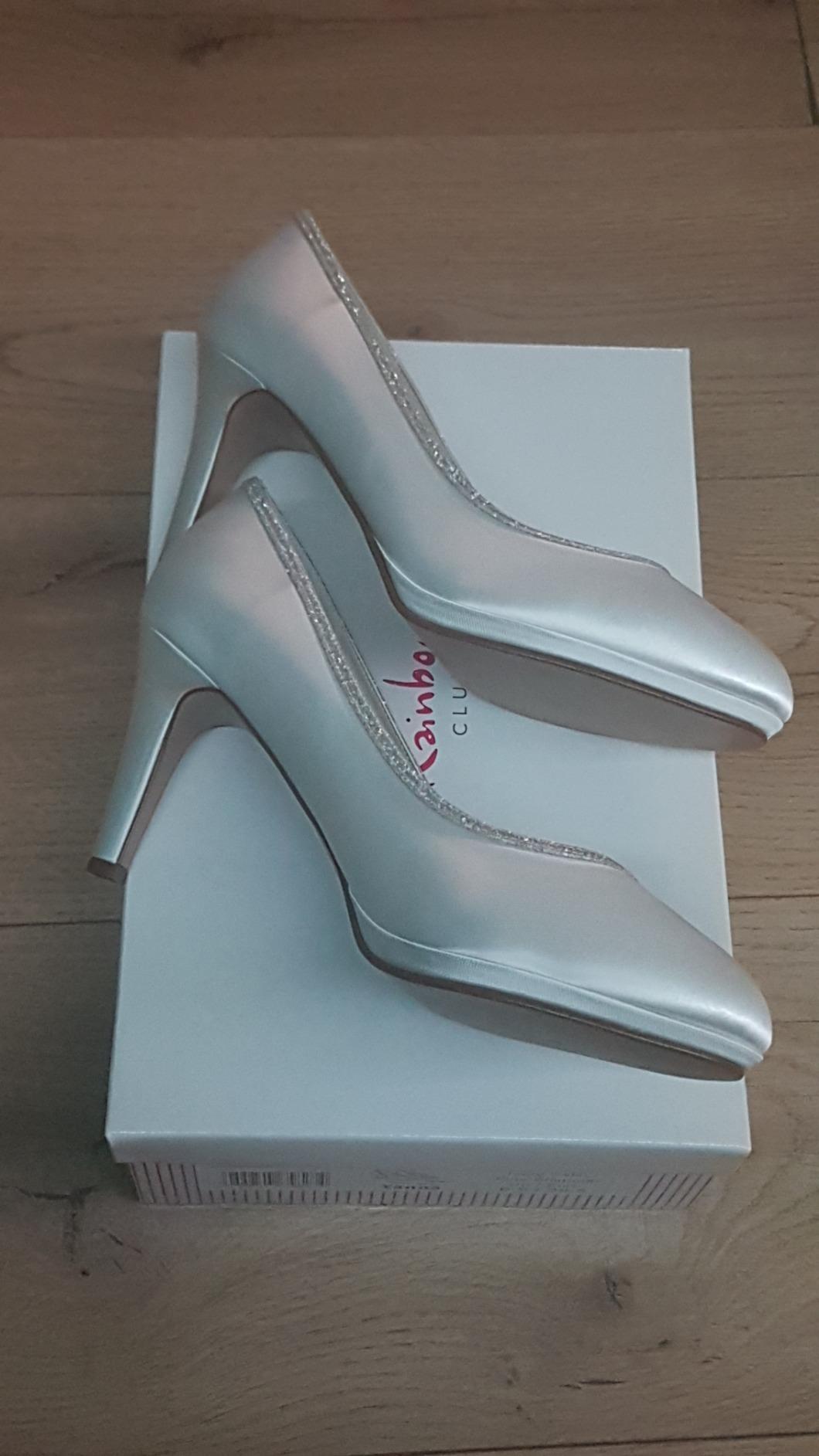 Rainbow Club Yanna Pumps Ivory Satin Glitzer Plateau