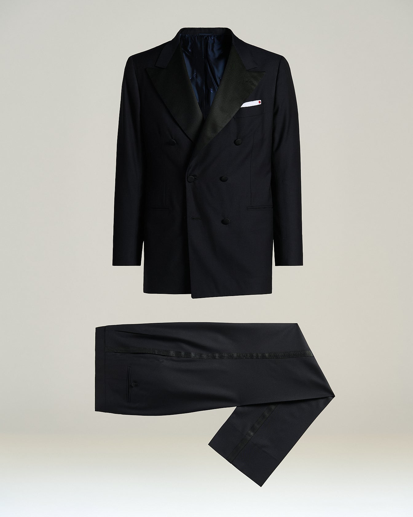 Kiton 14 Micron Smoking Anzug Herren navy Wolle