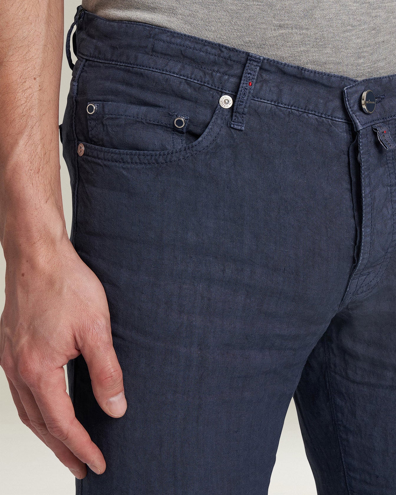 Kiton Trousers/Skirts TROUSERS LINEN Jeans Leinen air force blue