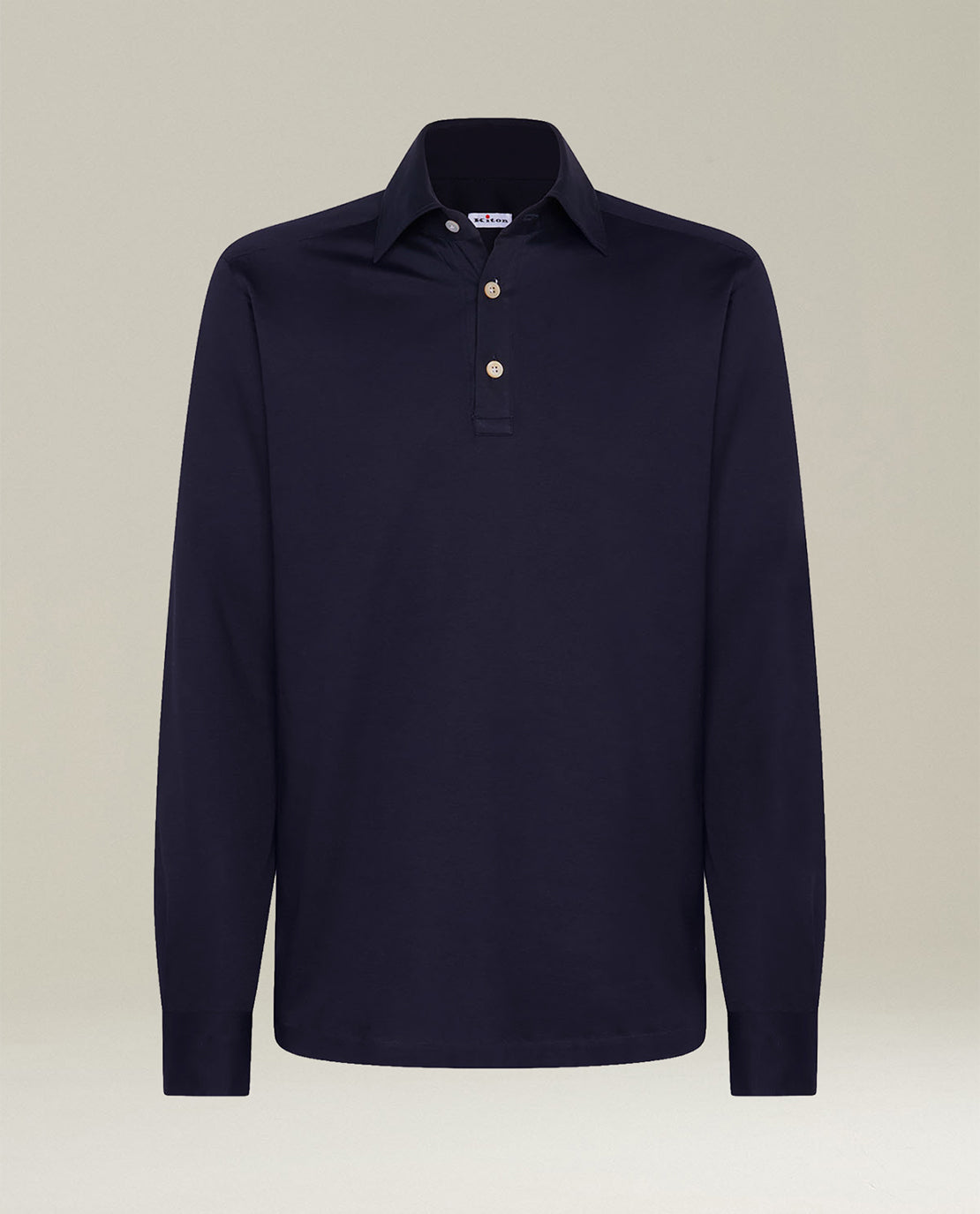 Kiton Hemd Positano Baumwolle Navy Langarm