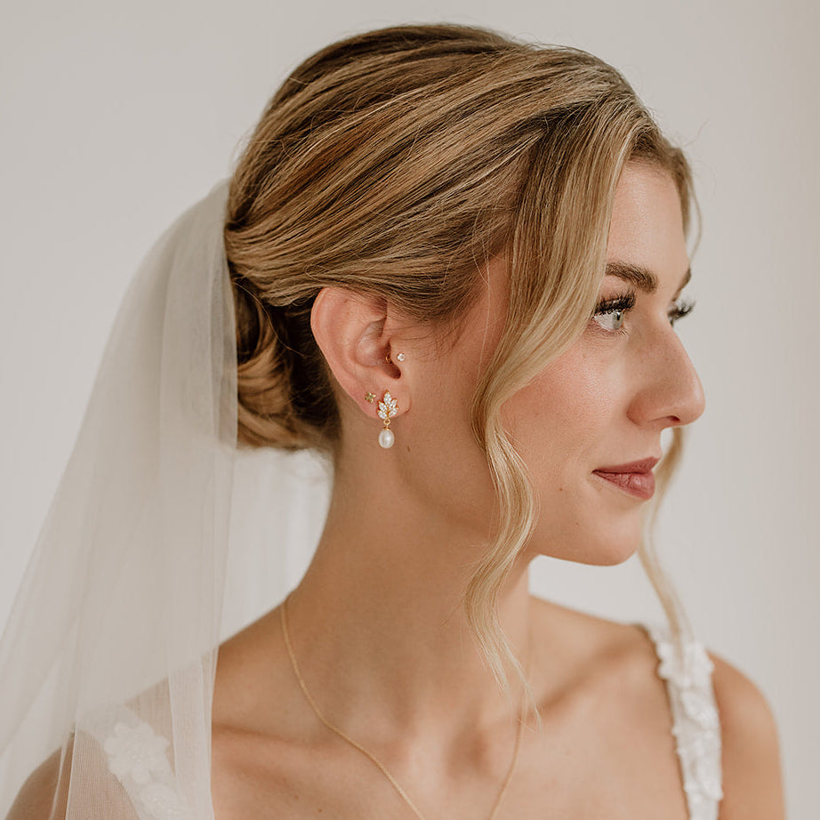 Perlenbräute Paola Stern Ohrstecker Gold Brautschmuck 5mm