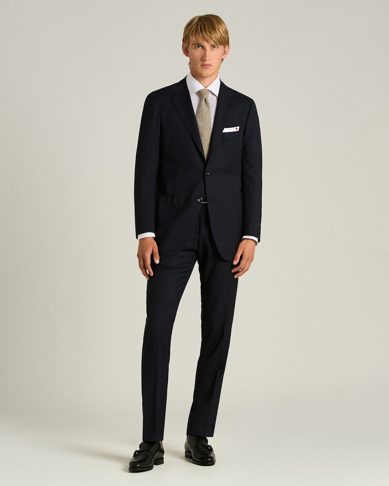 Kiton Ties Beige Wollkrawatte 148 cm gemustert