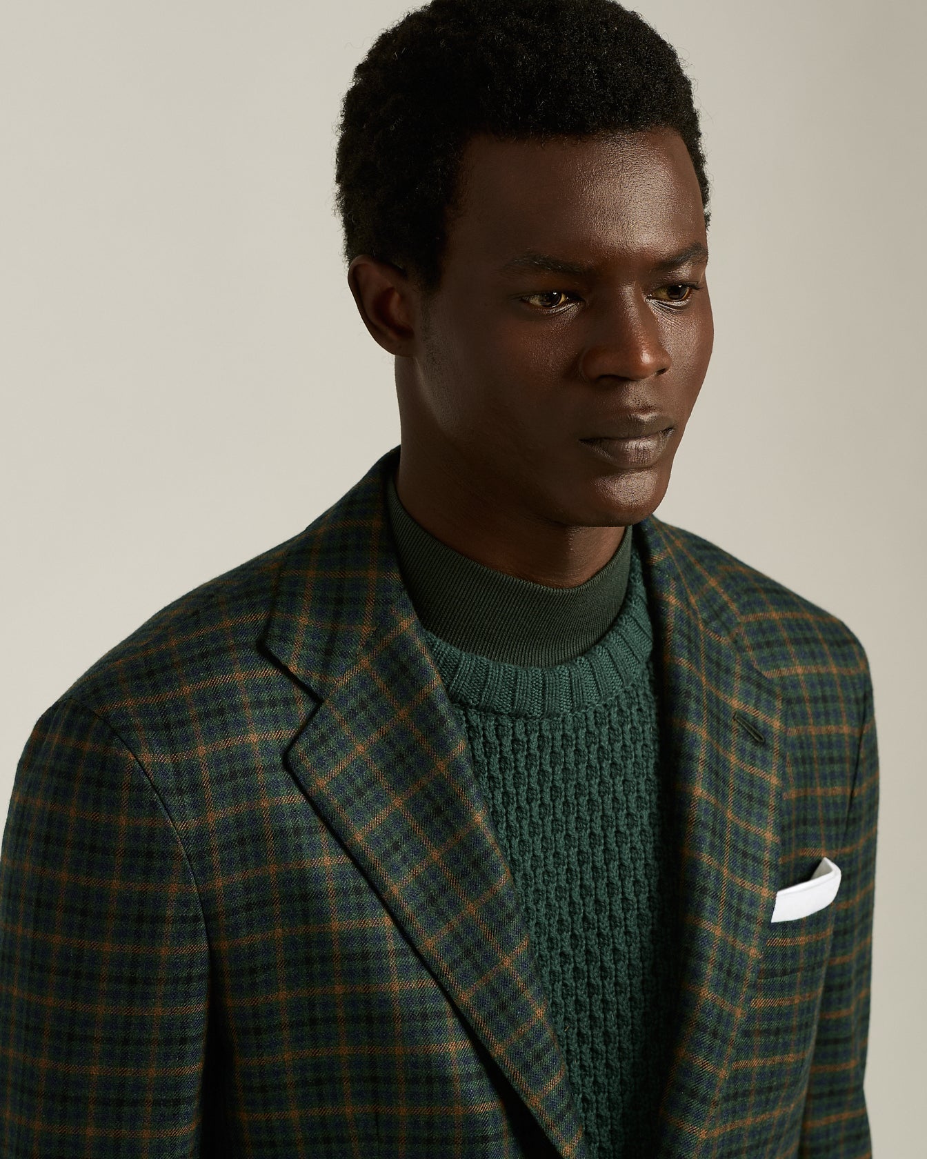 Kiton Blazer Grün Cashmere Kariert Gr. 50