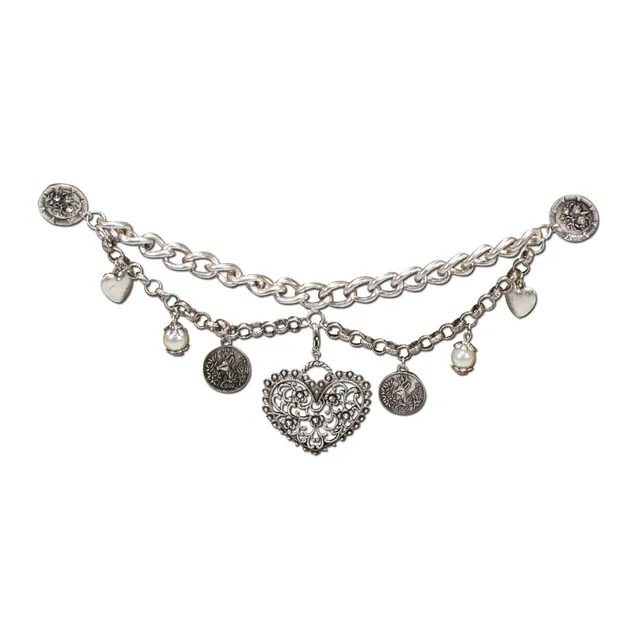 Alpenflüstern Leonie Pin-Charivari Dirndlkette Altsilber 25cm