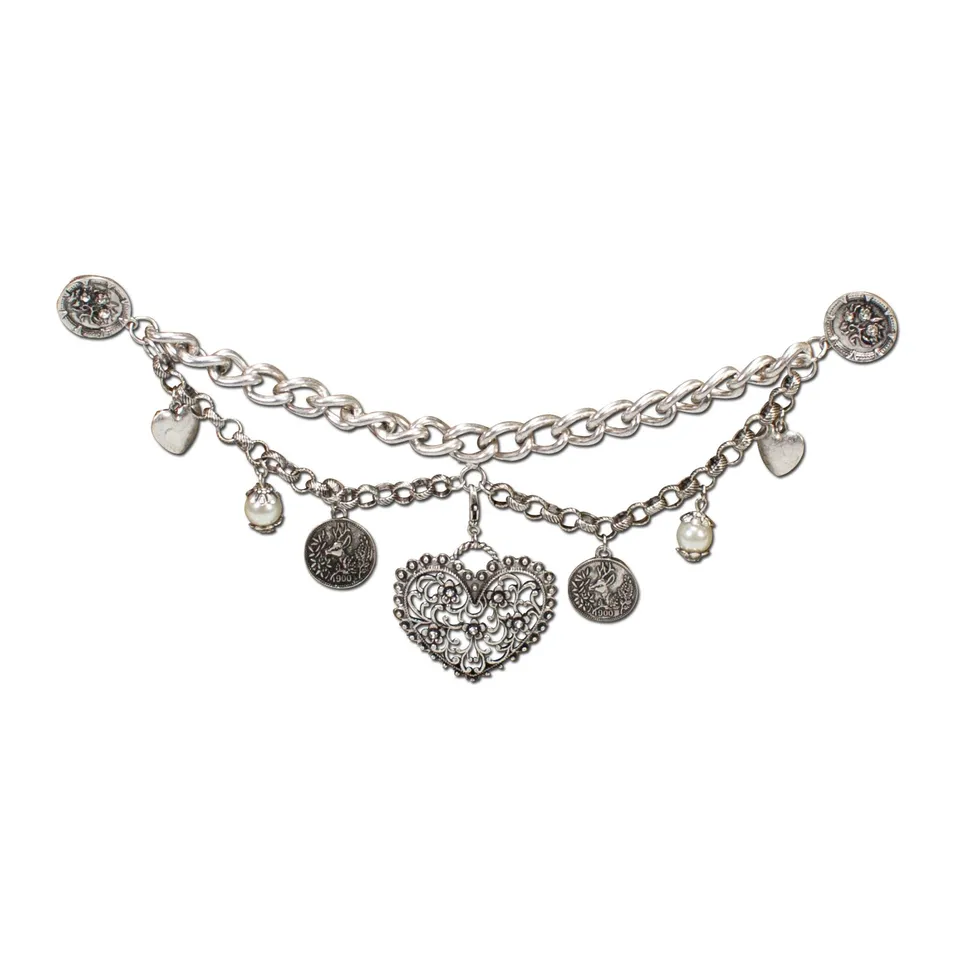 Alpenflüstern Leonie Pin-Charivari Dirndlkette Altsilber 25cm