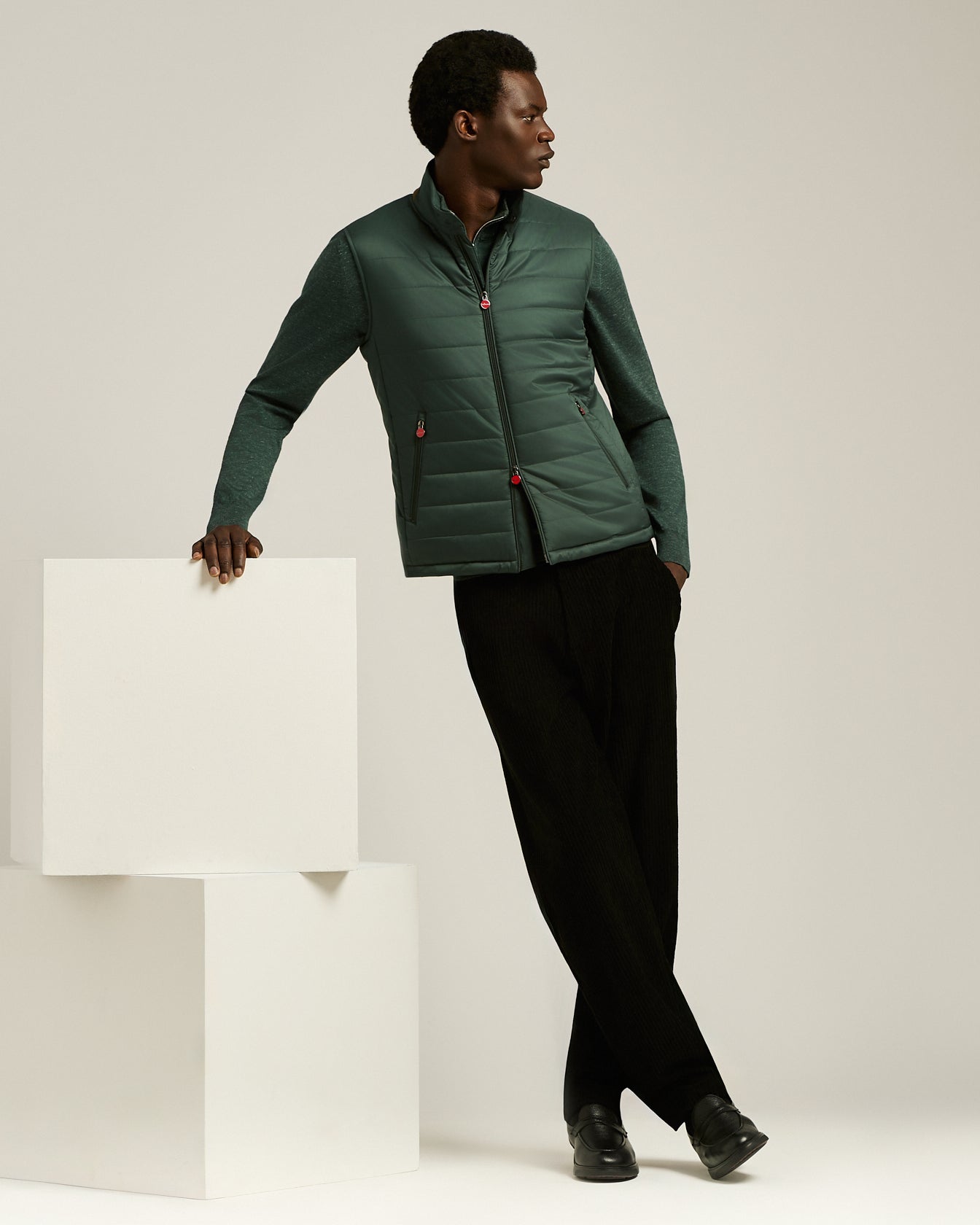 Kiton Gilet Steppweste dunkelgrün Polyester