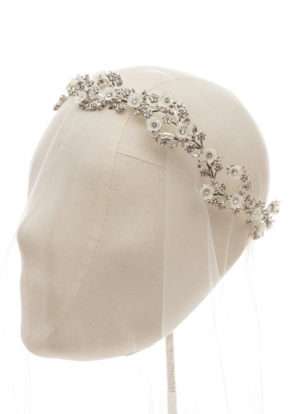 Elizabeth Bower Anemone Haarband Rhodium Perlmutt