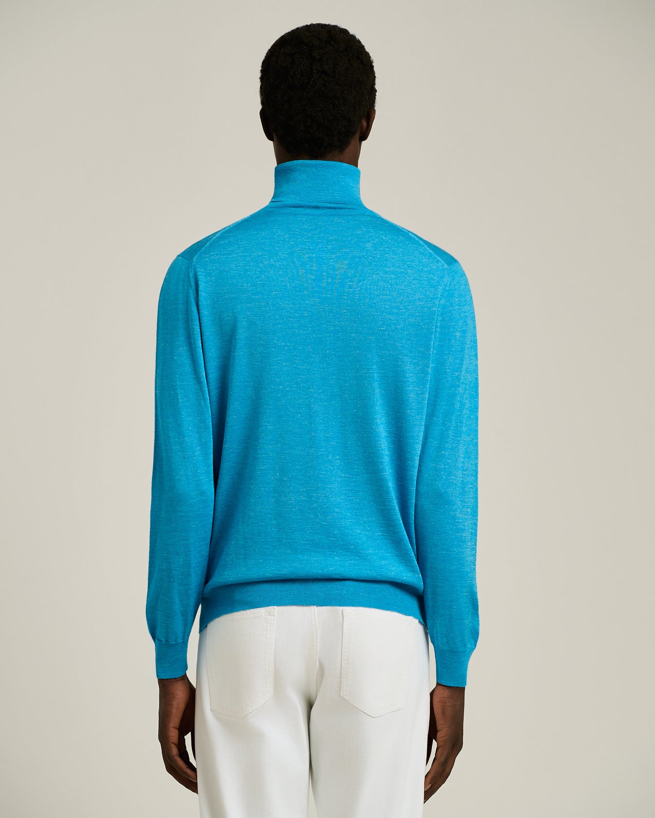 Kiton Sky Blue Turtleneck Seide Wolle Rollkragen Herren