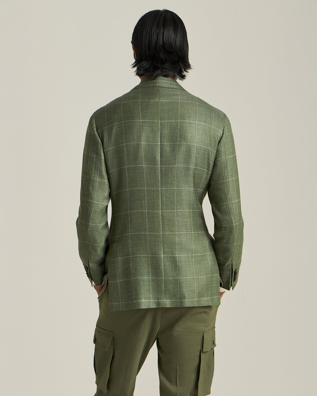 Kiton Jackets Karo Cashmere Blazer einreihig Seide Leinen