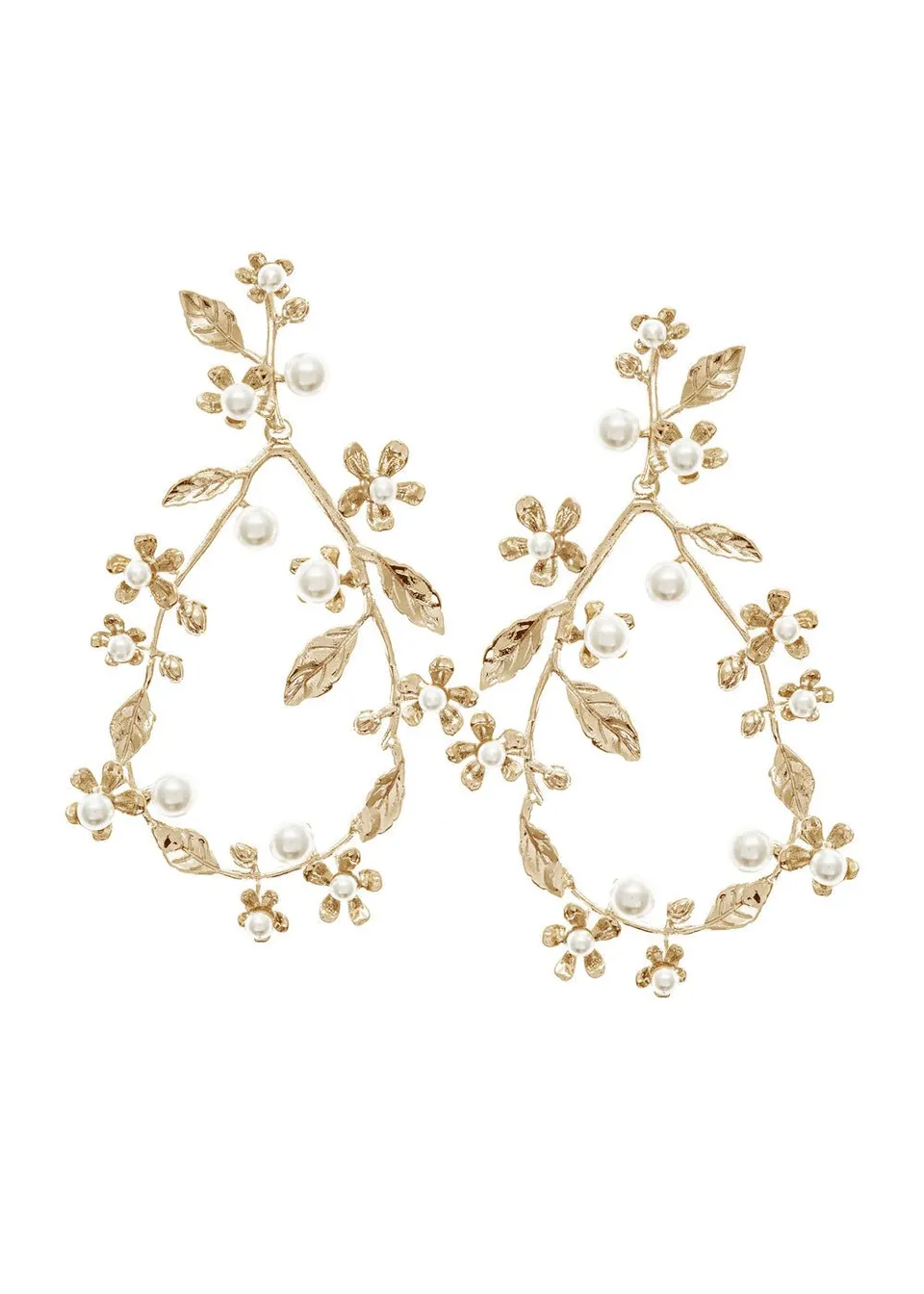 Elizabeth Bower Athena Floral Pearl Creolen Rhodium