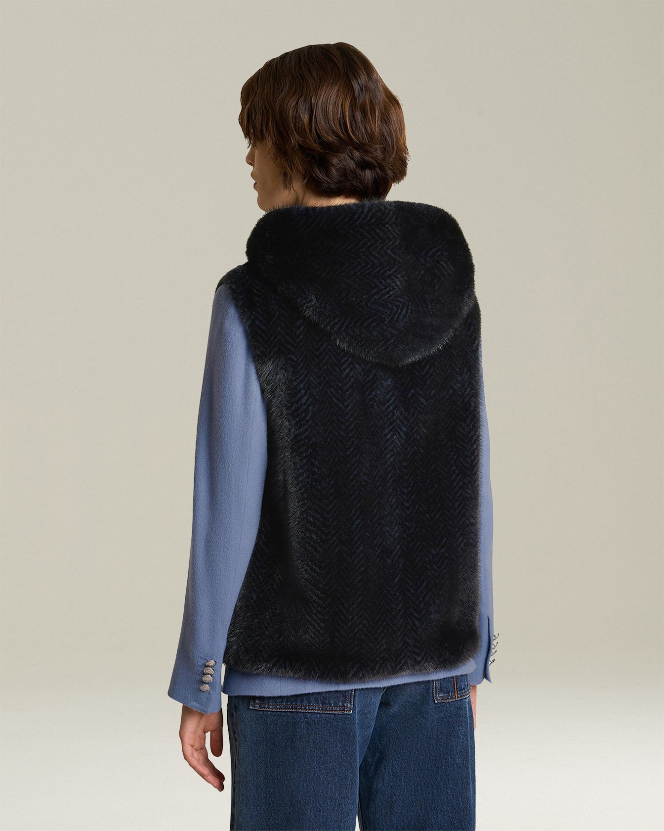 Kiton Gilet Sleeveless Mink Weste Nerz Nylon Wende