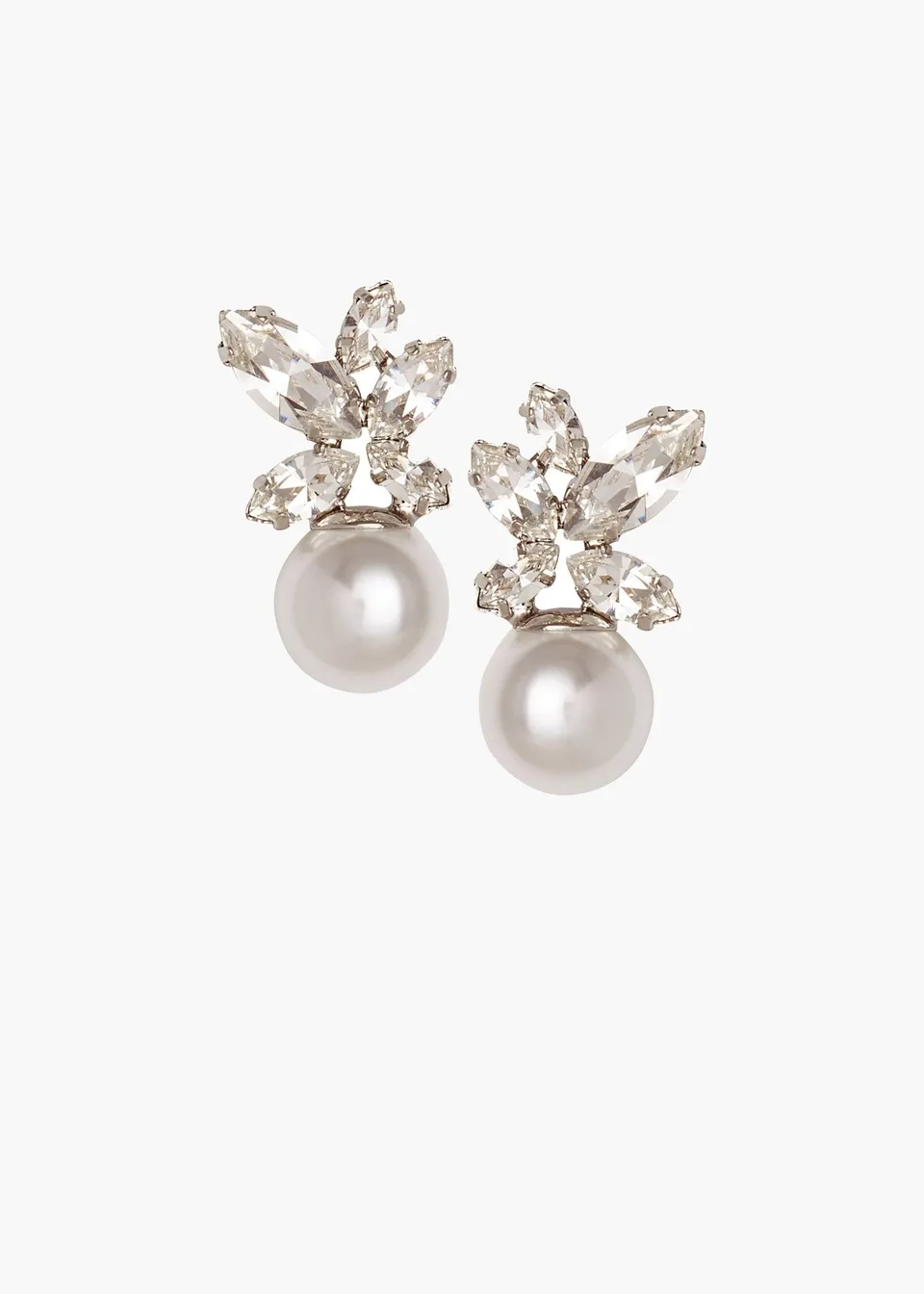 Elizabeth Bower Burst Duet Crystal Pearl Stecker Braut Ohrringe Gold