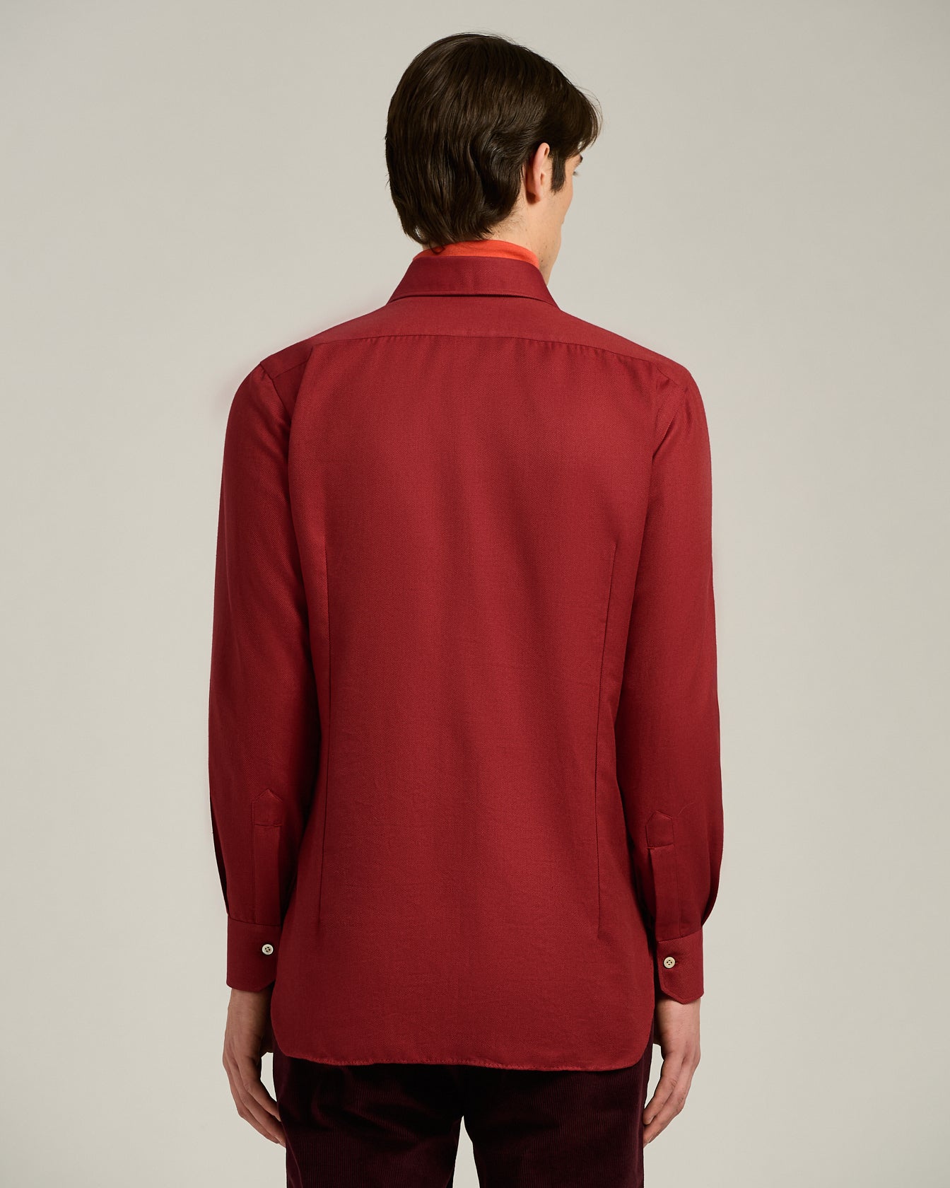 Kiton Flanell Hemd Baumwolle Burgund Größe 40