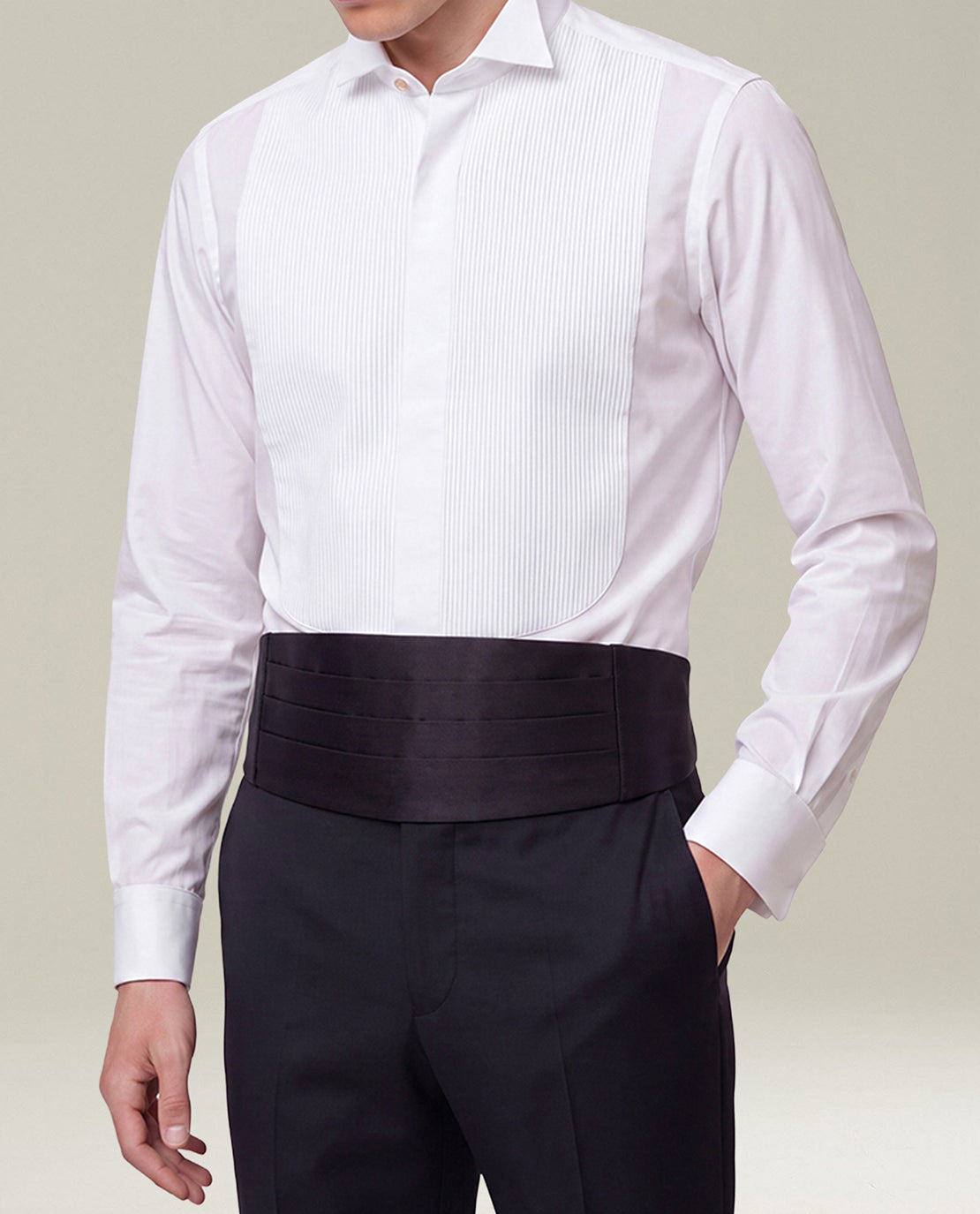 Kiton White Stretch Cotton Tuxedo Hemd Weiß 40