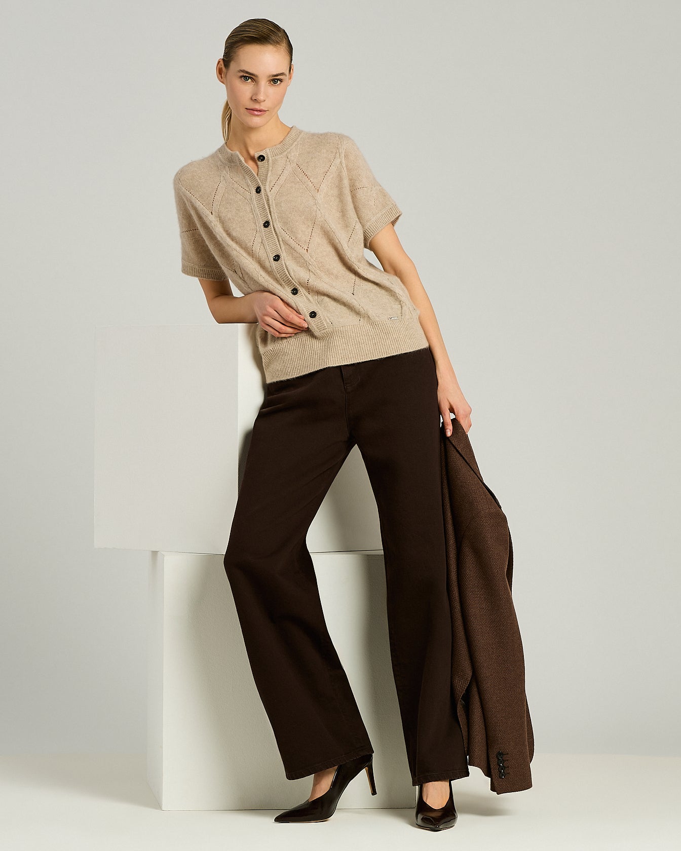 Kiton Trousers Braune Stretch Denim Jeans High-Waist