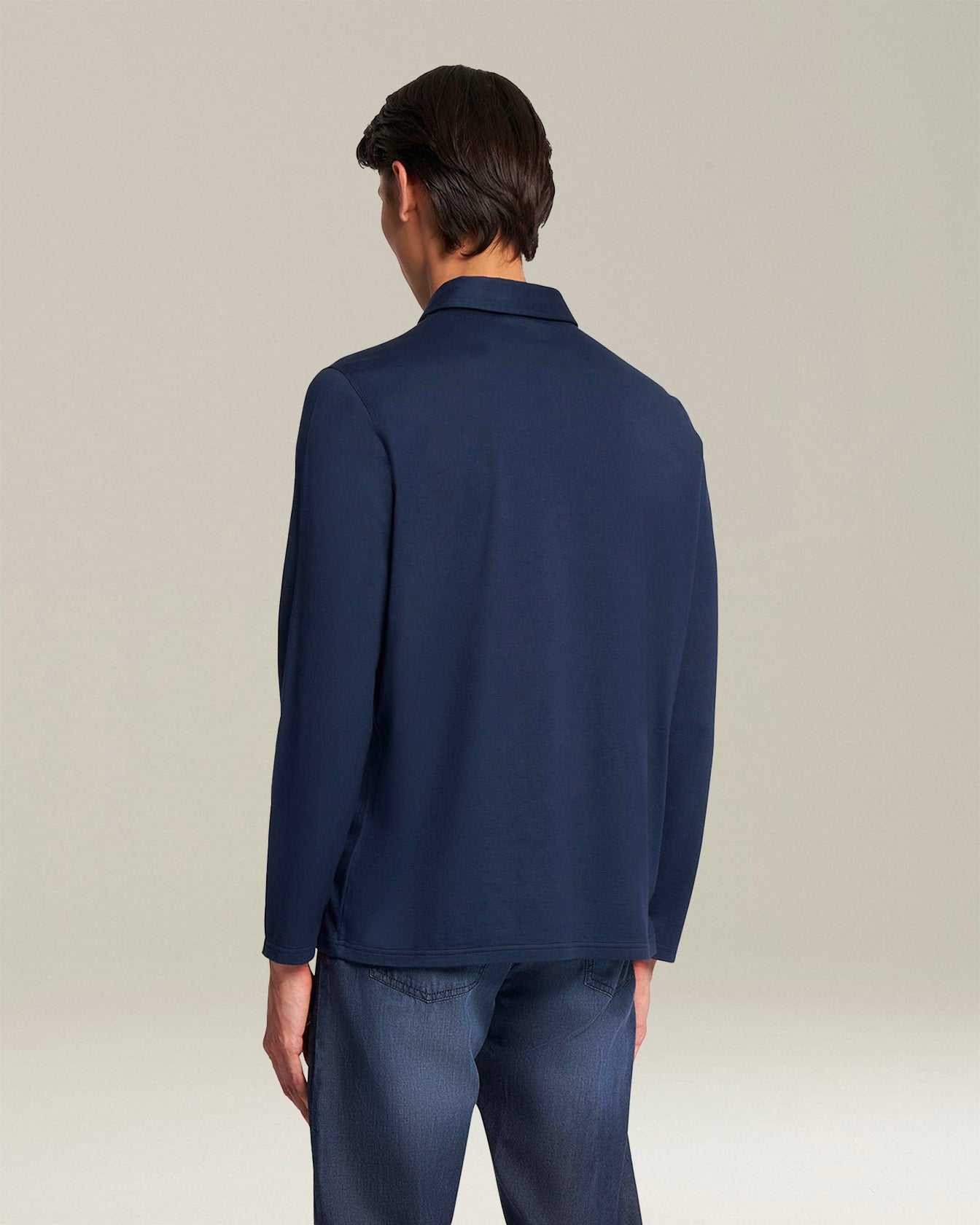 Kiton Knitwear Poloshirt Baumwolle Langarm Herren Blau