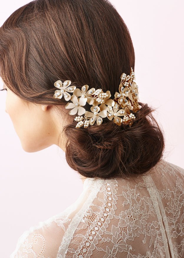 Elizabeth Bower Crystal Garden Brauthaarband Mattgold