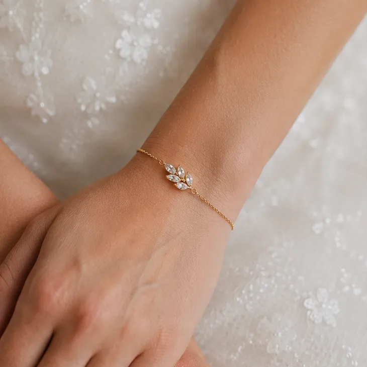 Perlenbräute Tilla Armband Brautarmband Zirkonia Silber 16-19cm