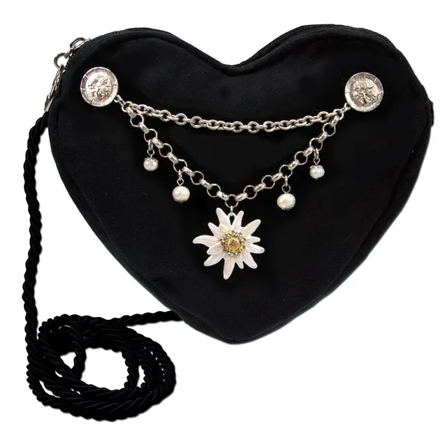 Alpenflüstern DAHEIM Greta DTA104 Herztasche Edelweiss schwarz