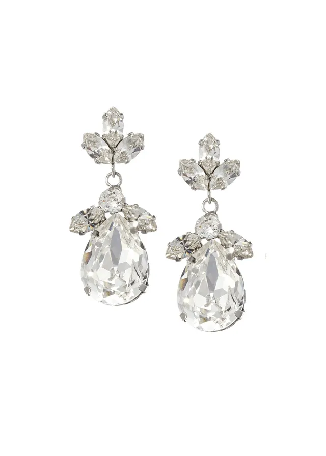 Elizabeth Bower Classic Drop Ohrringe Rhodium Kristall