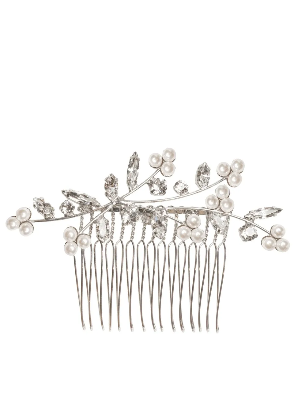 Elizabeth Bower Bud Pearl Bridal Comb Haarkamm Rhodium Perlen