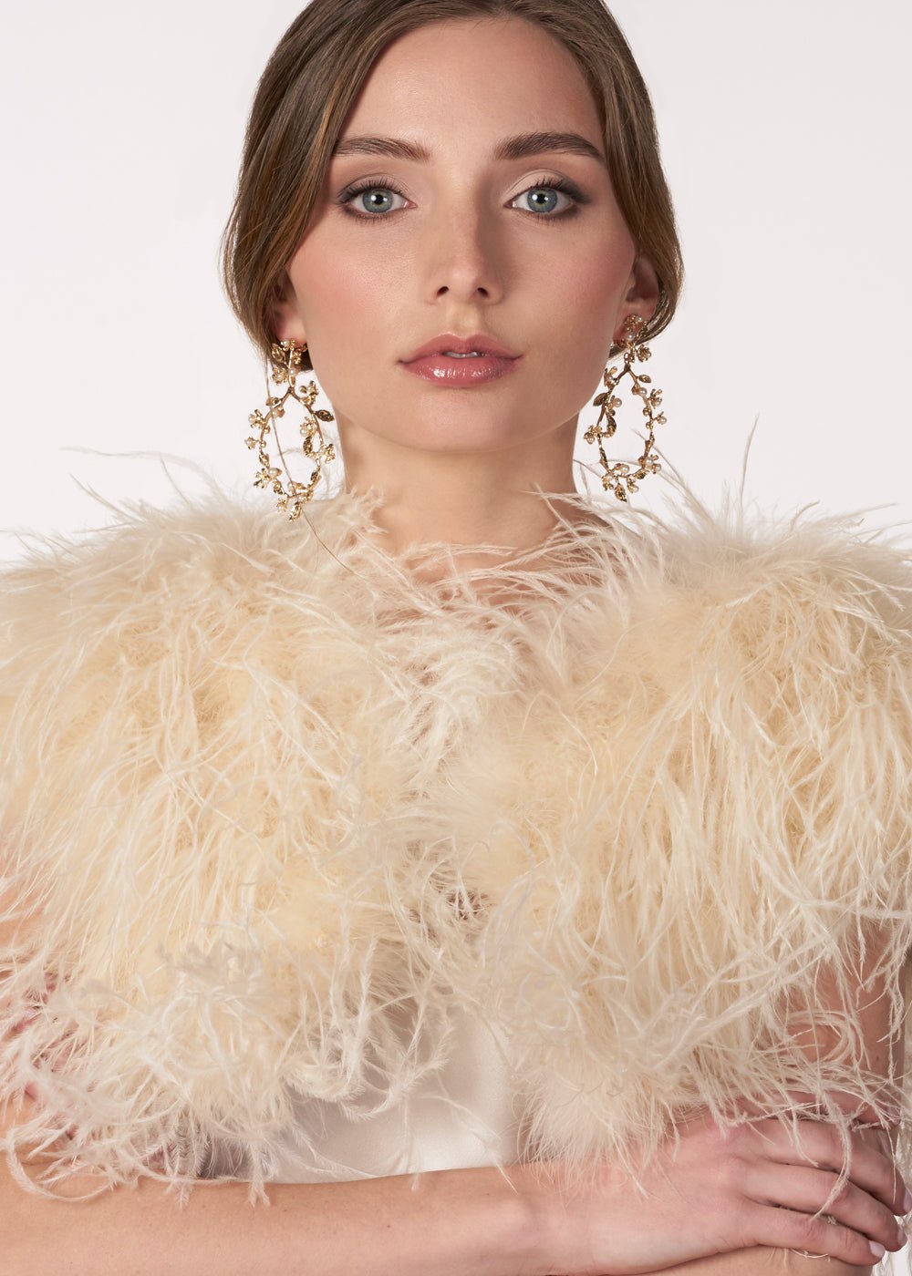 Elizabeth Bower Athena Floral Pearl Creolen Rhodium