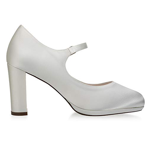 Rainbow Club Timeless Delina Mary Jane Ivory Satin 8 cm Block
