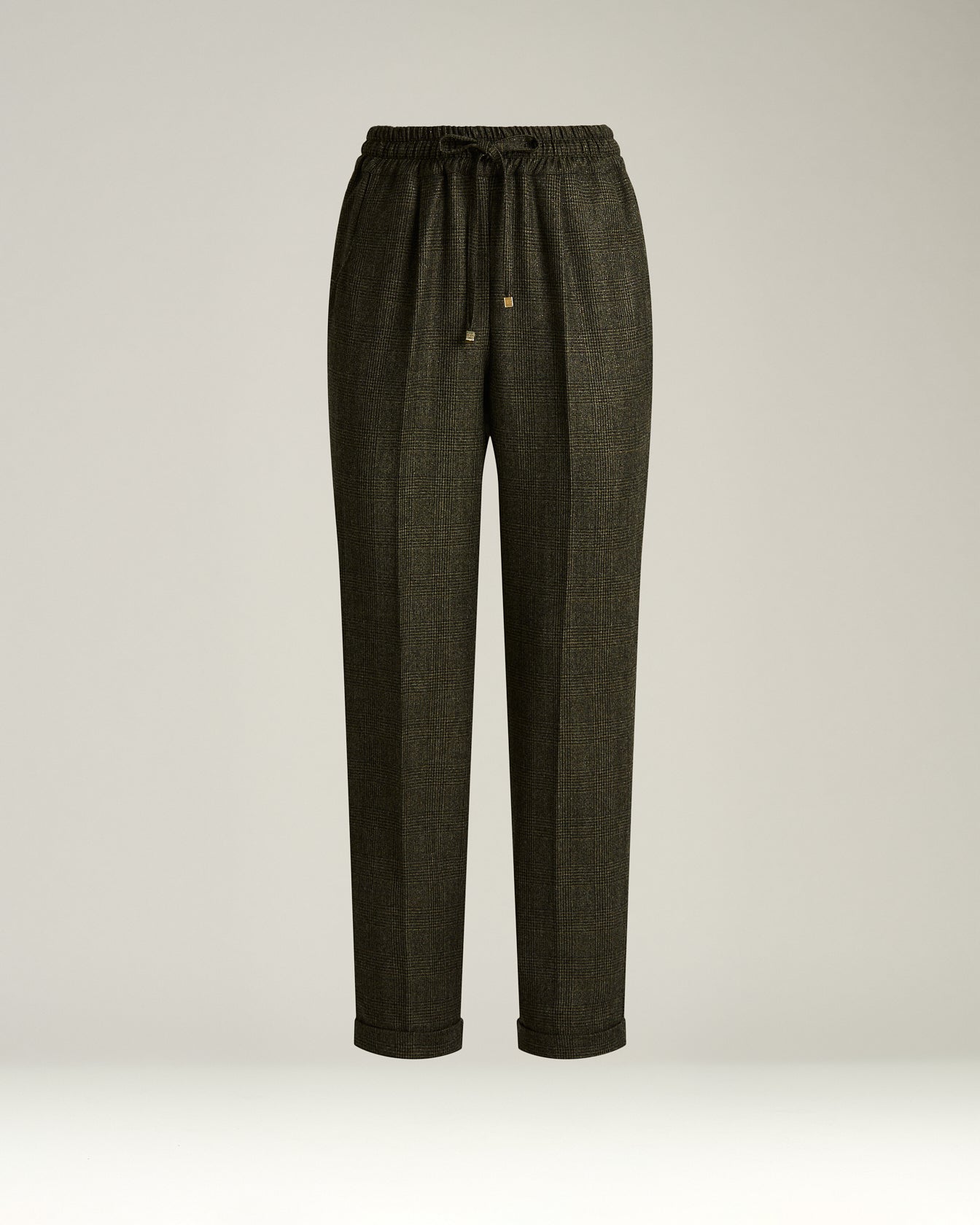 Kiton Green Houndstooth Wollhose grün elastisch Herren