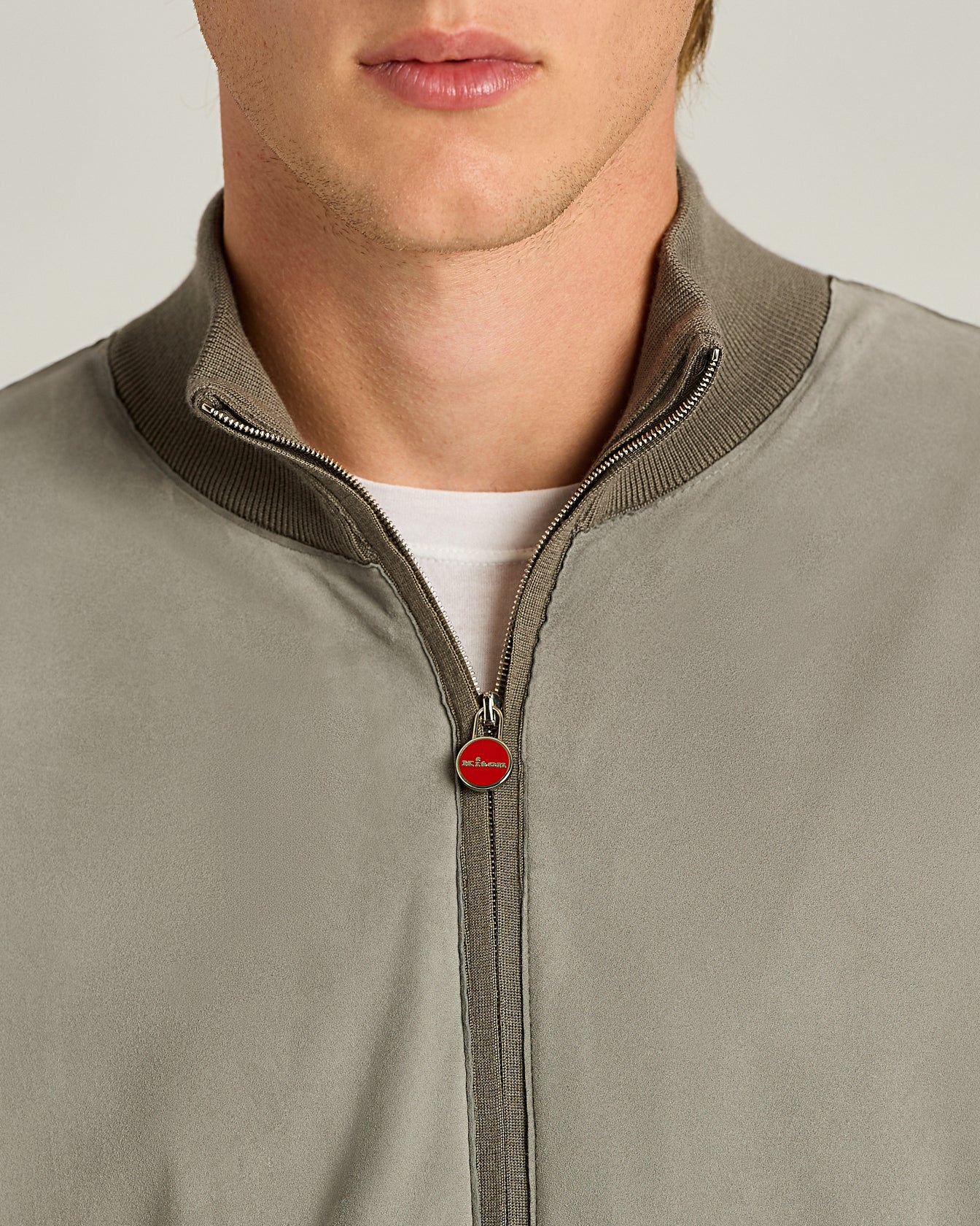 Kiton Jacke Kaschmir Seide grau Lammleder Gr. L