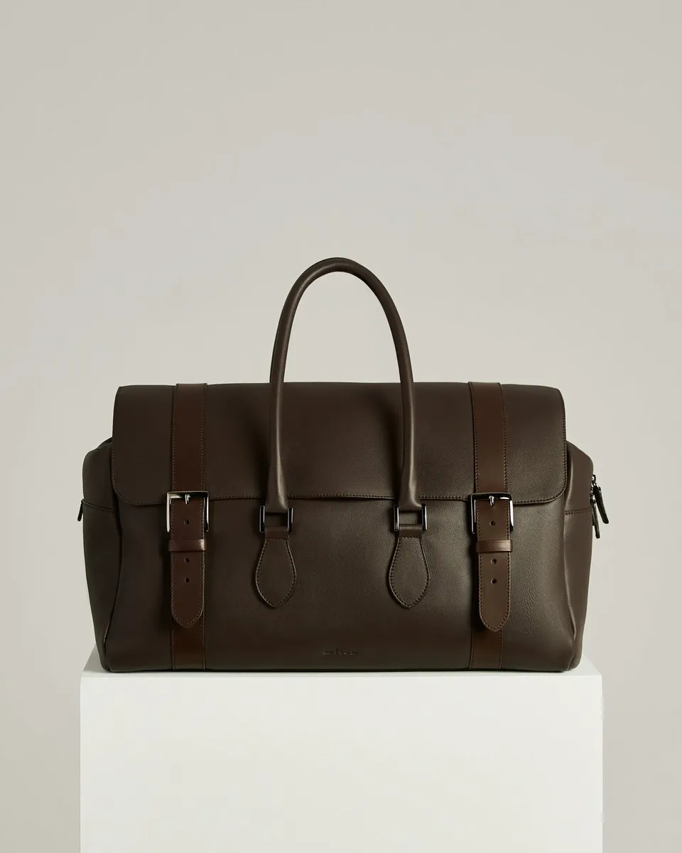 Kiton Bags Weekend Holdall Reisetasche Braun Kalbsleder