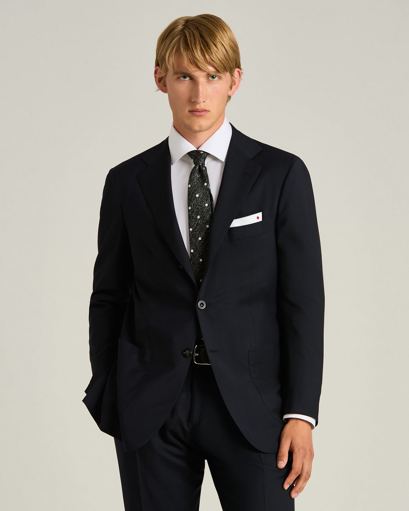 Kiton Ties Wollkrawatte Anthrazit Punkte 148 cm