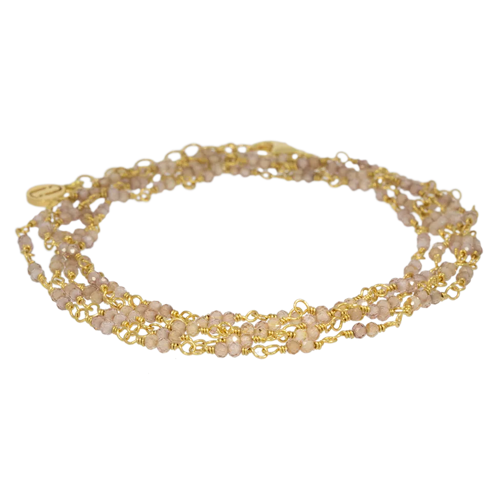 Juvelan Champagne Chameleon Wickelarmband Gold mit Zirkon