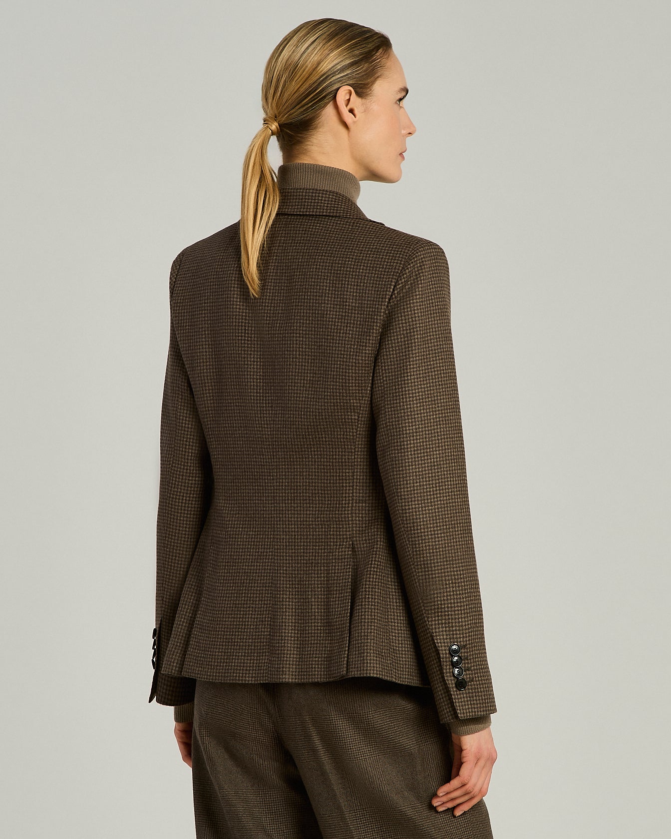 Kiton Blazer Hahnentritt Kaschmir Taupe 40
