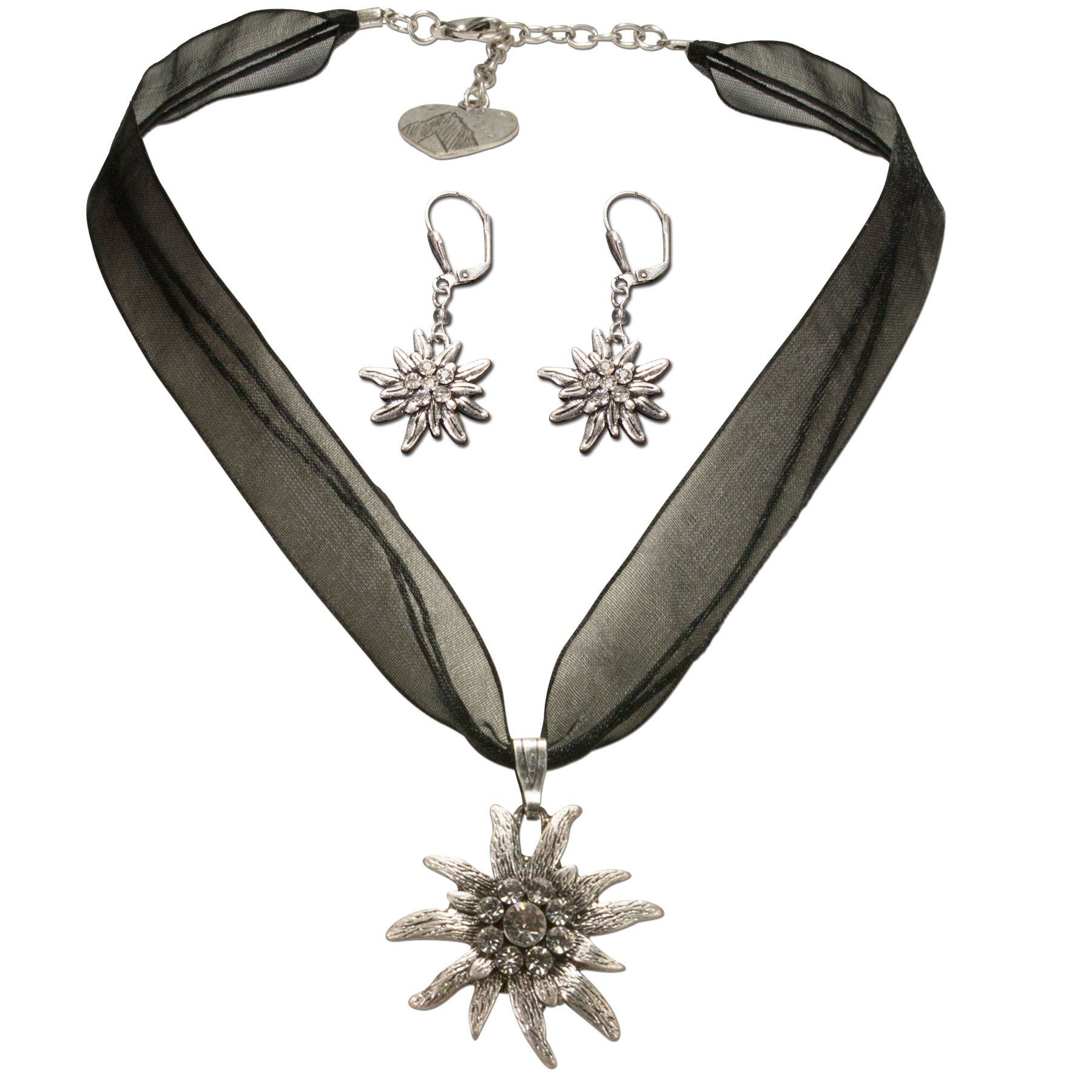 Alpenflüstern DAHEIM SET019 Trachtenschmuck-Set rosa-rosé Edelweiß