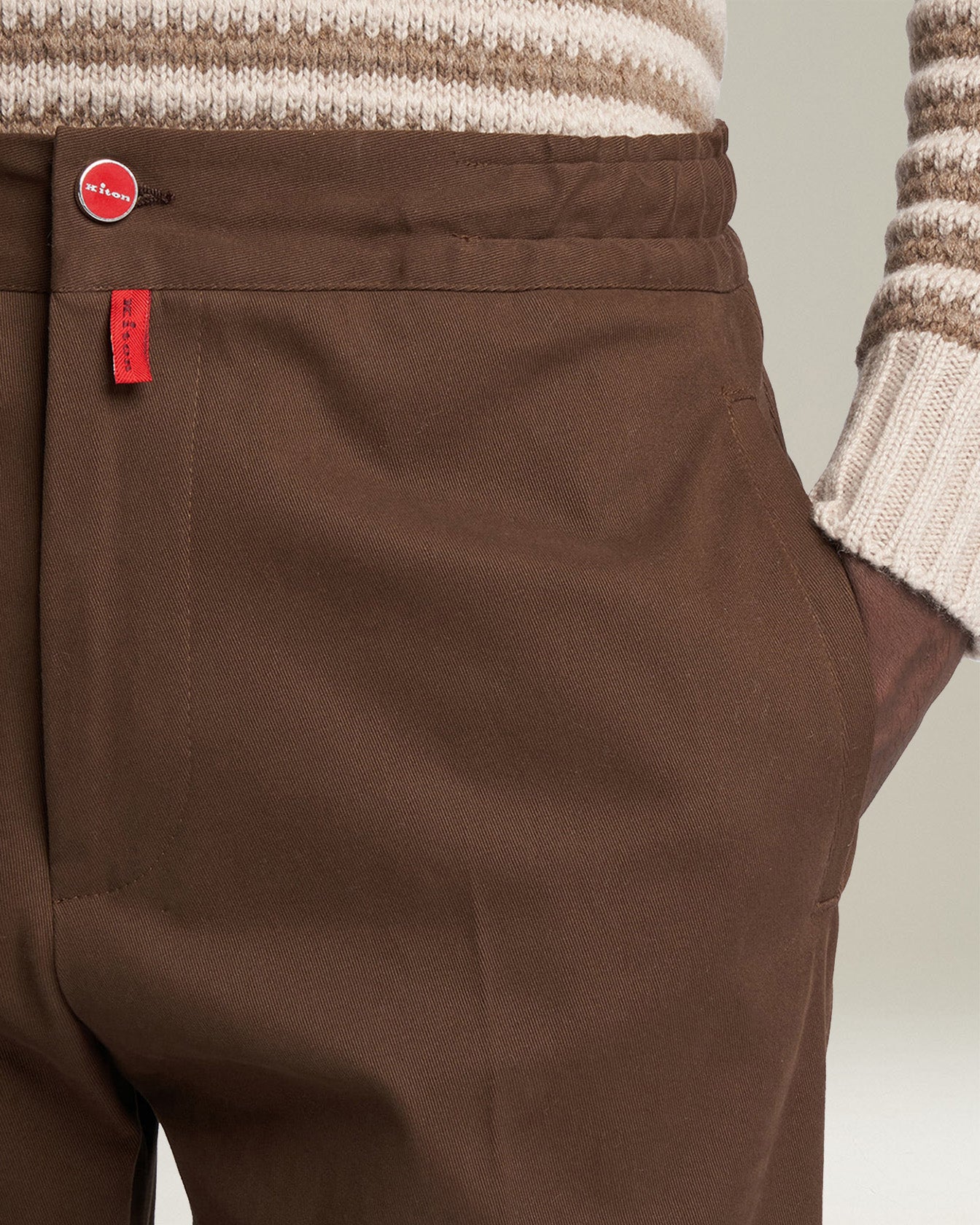 Kiton Trousers Baumwollhose braun Kordelzug Jogger