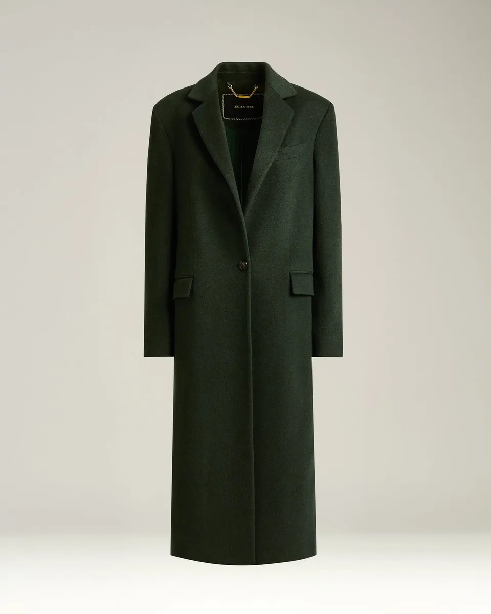 Kiton Outerwear Kaschmirmantel Dunkelgrün 100% Kaschmir