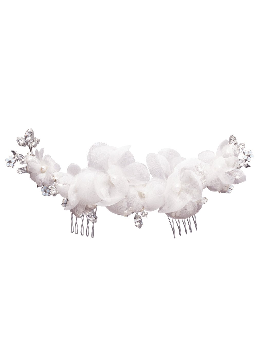 Elizabeth Bower Fabrique Haarkamm Seide Rhodium Ivory