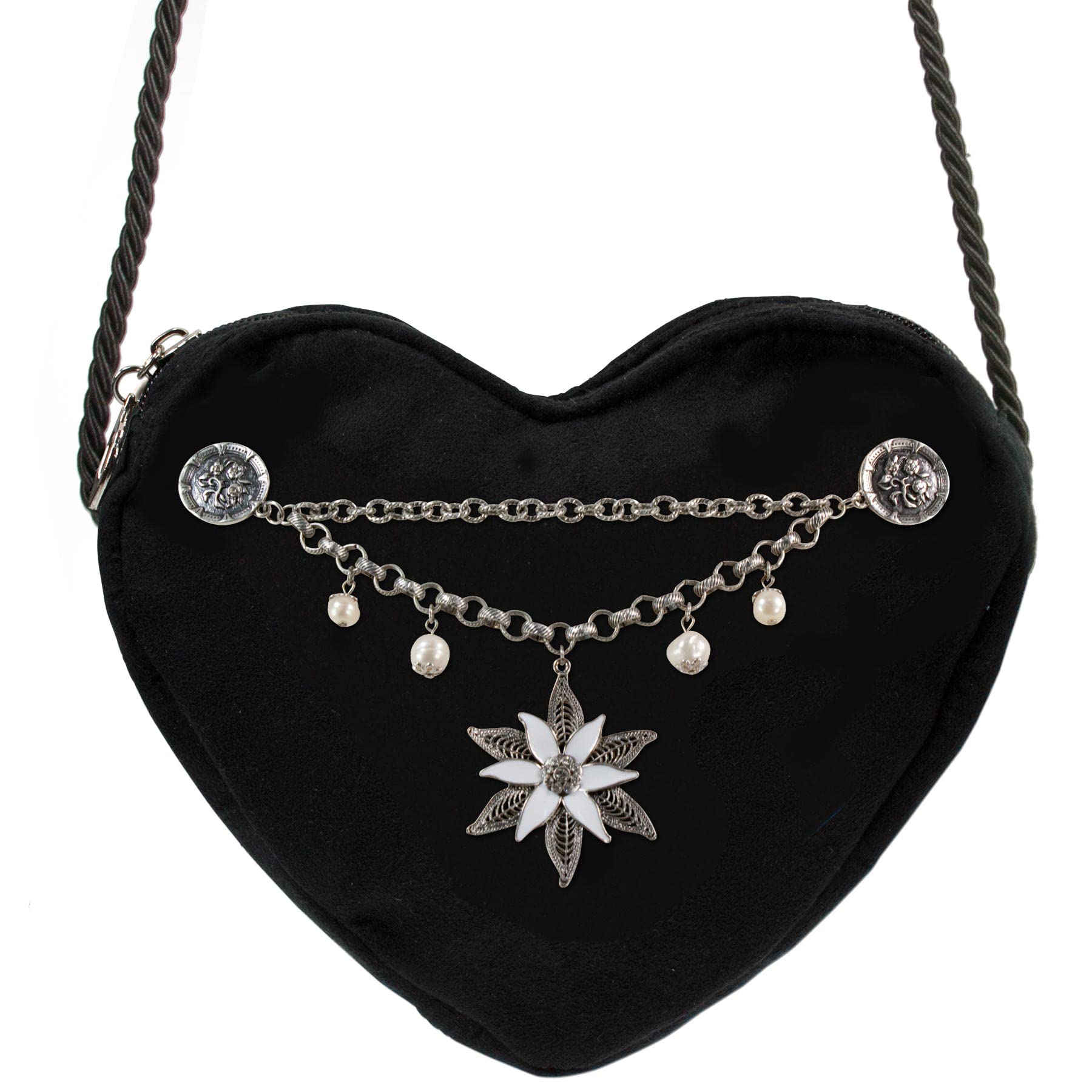 Alpenflüstern DAHEIM Herztasche DTA028 Dirndltasche Schwarz