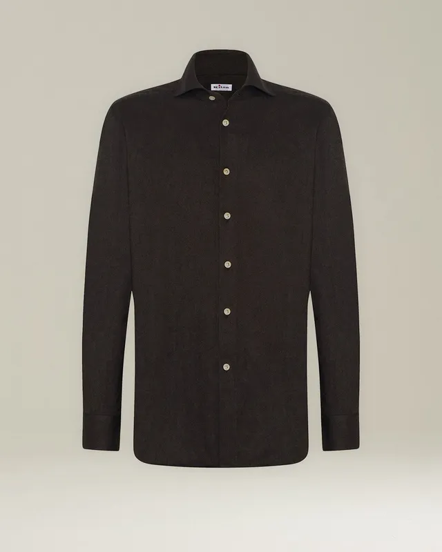 Kiton Shirts Monochrome Flannel Hemd Gr. 40 Baumwolle