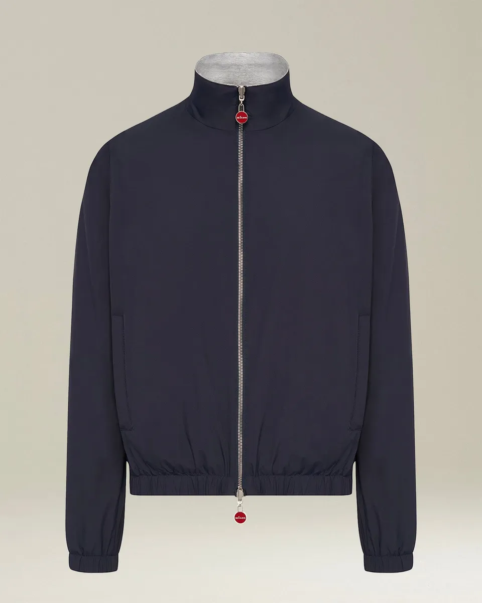 Kiton Outerwear Blouson Polyester Bomberjacke Wende Blau