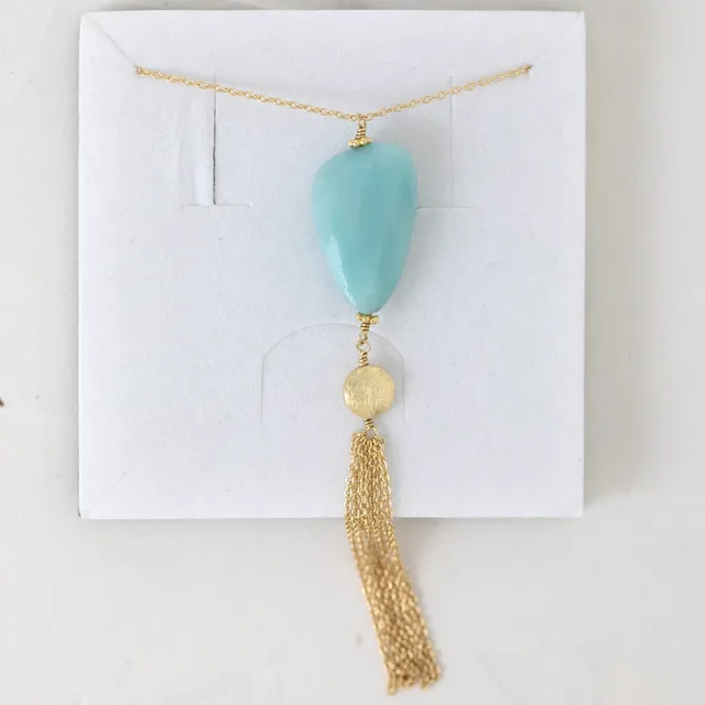 Juvelan Amazonit Halskette Gold Edelsteinkette