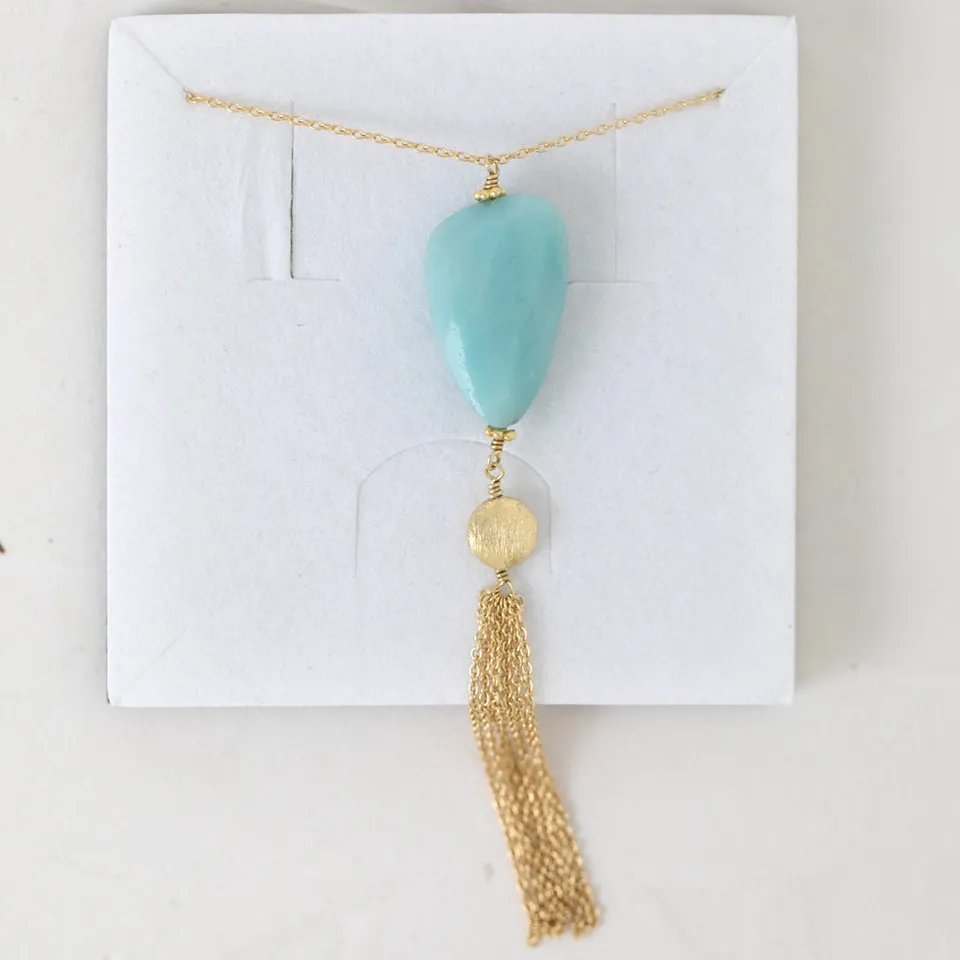 Juvelan Amazonit Halskette Gold Edelsteinkette