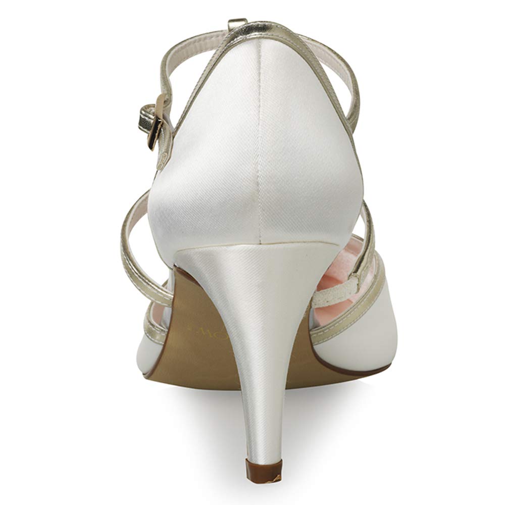Rainbow Club Timeless Lindy T-Bar Pumps Ivory 40 Satin Riemchen