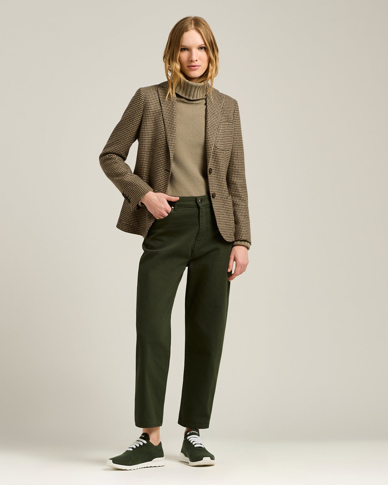 Kiton Jackets Houndstooth Blazer braun Kaschmir Damen