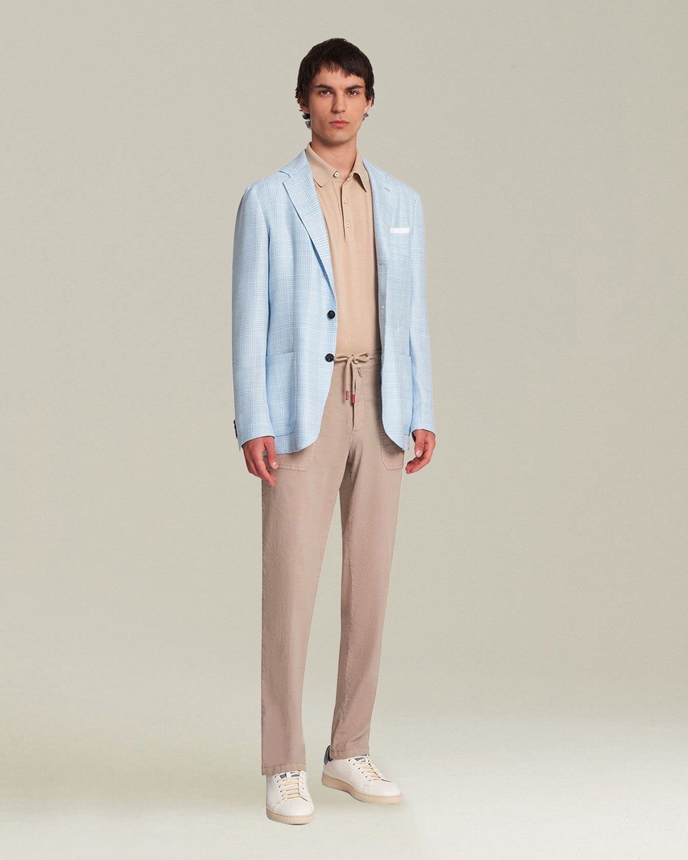 Kiton Giacca Sakko Hellblau Kaschmir Prince of Wales