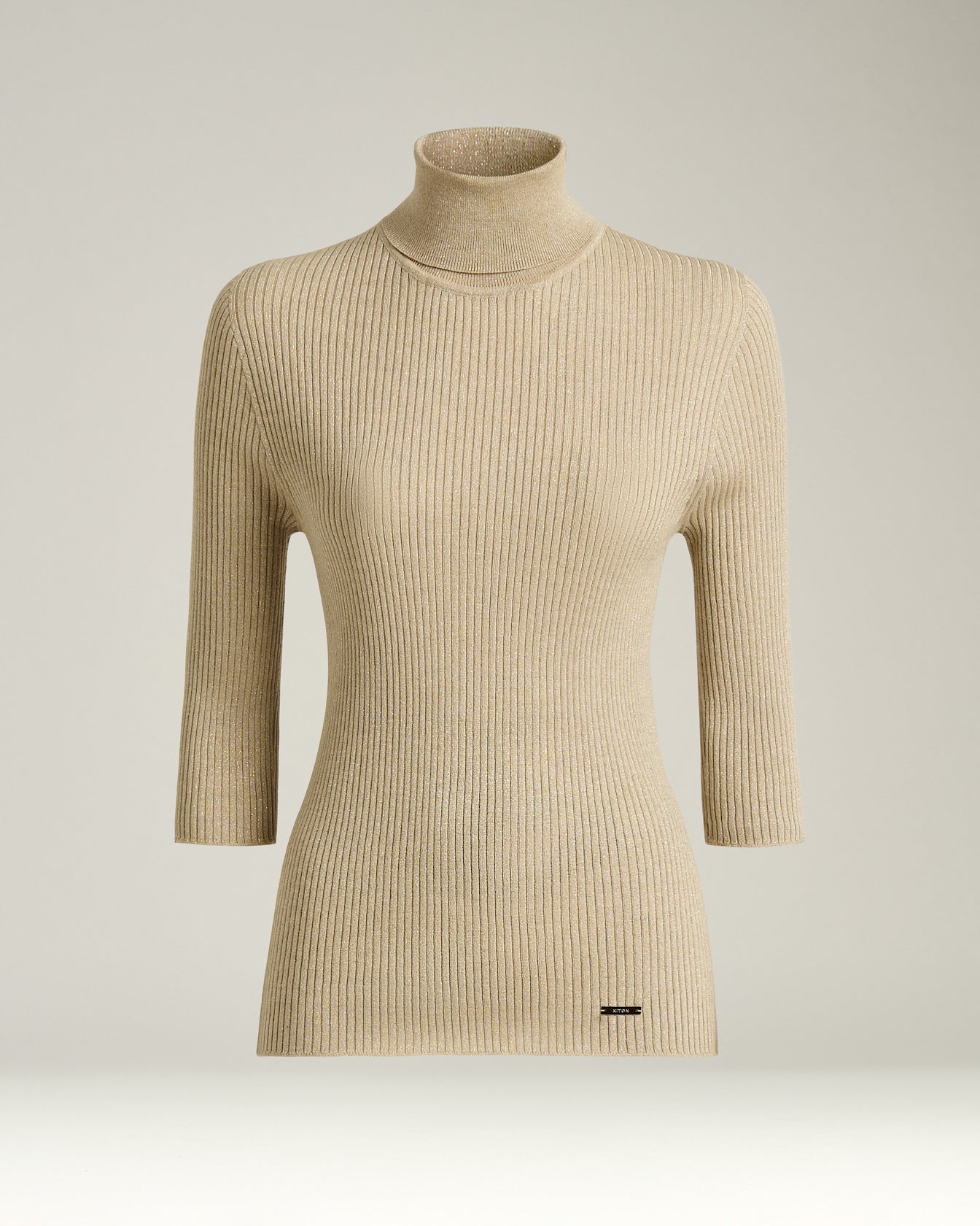 Kiton Knitwear Turtleneck Pullover 40 Beige 3/4-Arm